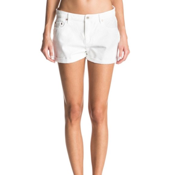 ROXY NEW CUFF WHITE DENIM JEAN LACE SHORTS 28 - Picture 2 of 6